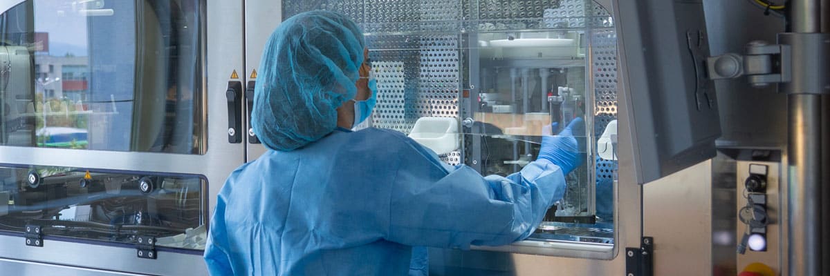 cleanroom worker in lab