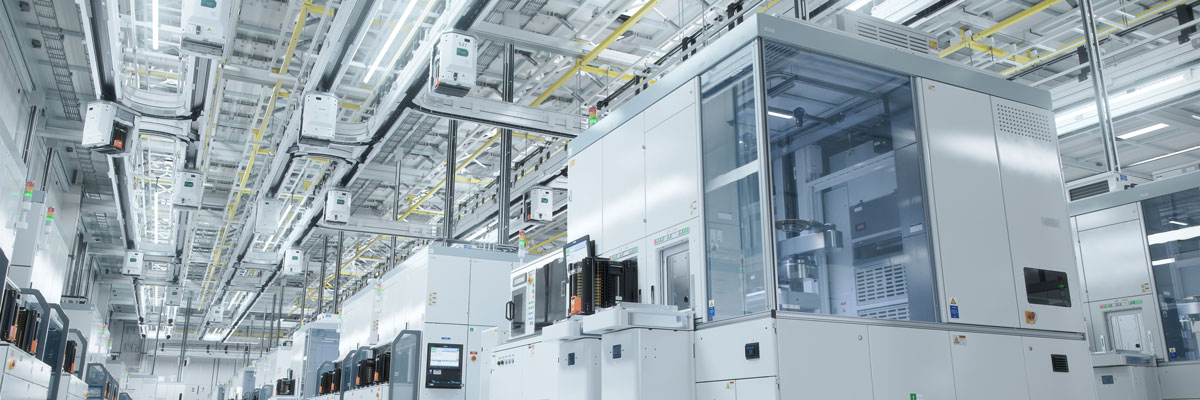 cleanroom in large manufacturing warehouse